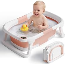 iBabyMax Collapsible Baby Bathtub with Thermometer, 0-36 Mon