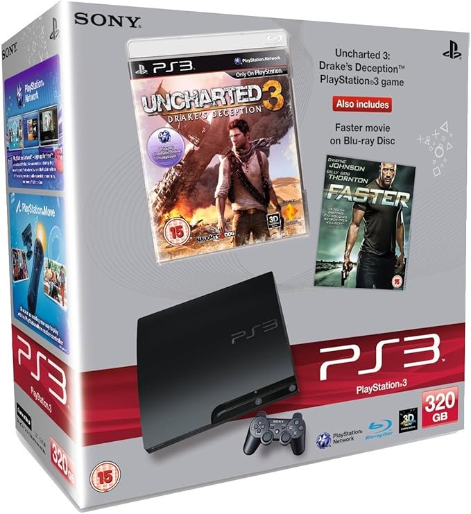 Sony PlayStation 3 Console (320GB Slim Model) with Uncharted 3 and