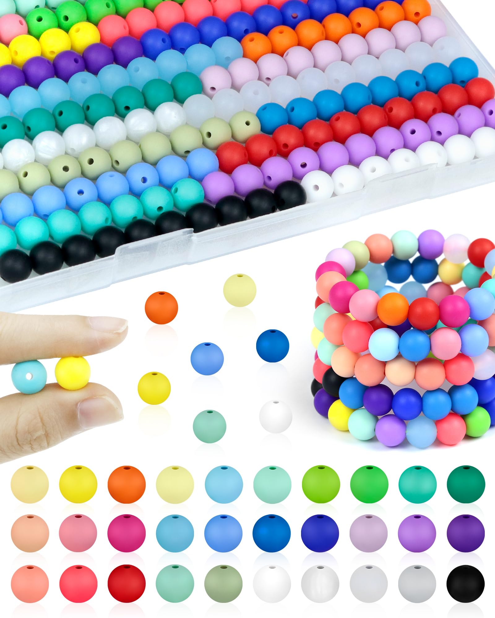 Photo 1 of 180PCS FIVEIZERO Small Silicone Beads, 30 Colors 9mm Focal Bead Rubber Round Bead Mixed Color Silicone Beads Bulk for DIY and Keychain Accessories Crafts Making