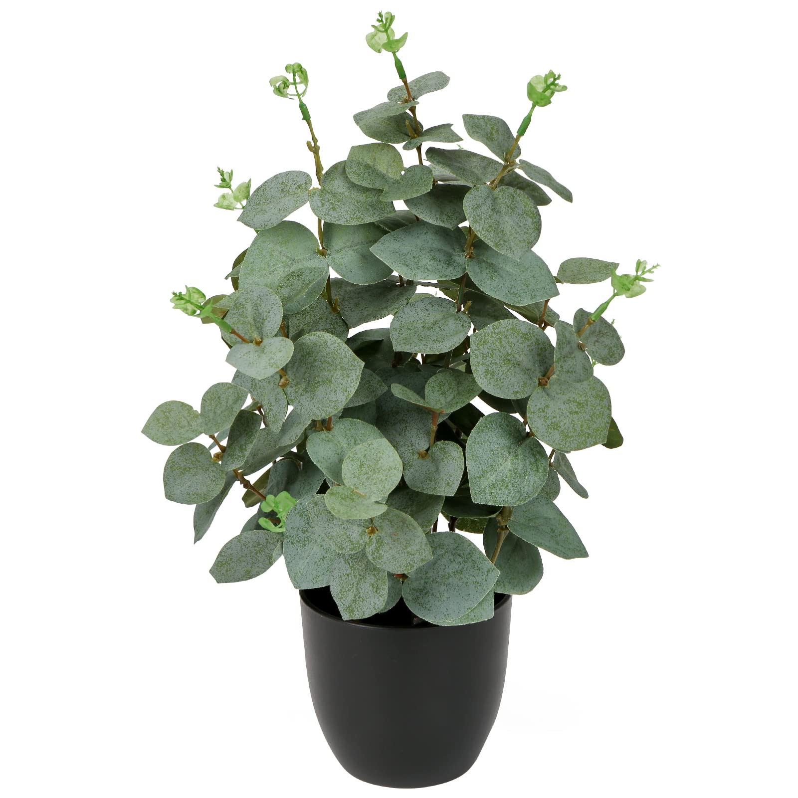 Oairse Artificial Eucalyptus Plant in Black Pot 36cm Fake Potted Plant for Home Decor Realistic Artificial Greenery Indoor Faux Plants for Shelf Tabletop Office Kitchen Bathroom Decoration