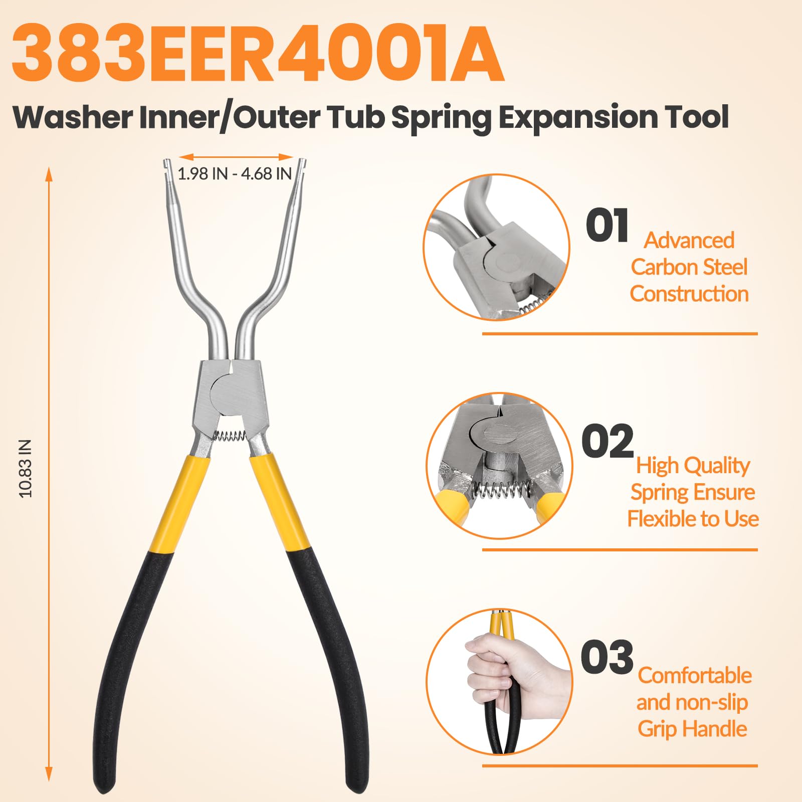 383EER4004A/383EER4001A Washer Spring Expansion Removal Tool for LG Samsung Whirlpool and Kenmore 4986ER0004F/B/G Washing Machine Inner Outer Door Boot Seal Spring Clamp Removal Tool