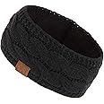 C.C Winter Fuzzy Fleece Lined Thick Knitted Diagonal Stripes Criss-Cross Pattern Headband Headwrap (HW-2060)