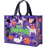 WRAPAHOLIC Large Happy Halloween Reusable Gift Bag with Handles - 10 x 5 x 13 inch - All Saints' Day Puppies Design, Perfect for Halloween Holiday Bag, Party Gift, Shopping Bags