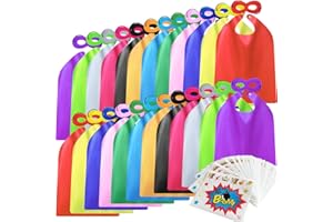 Kidsfere Superhero Capes and Masks for Kids Boys Girls 24 sets with Stickers Decoration for Super hero themed Birthday Party or Class Activity