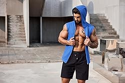 COOFANDY Sleeveless Hooded Workout Shirts Men Gym