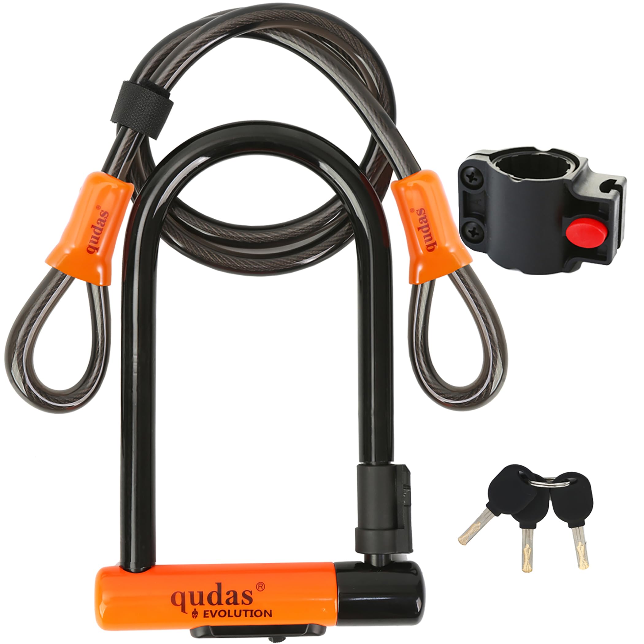 Photo 1 of Heavy Duty Bike U Lock German Brand Anti-Theft 4ft/1.2m Cable, Bicycle Sturdy Mounting Bracket with Protective Silicone and Waterproof Sliding Cover for Mountain Bikes, Ebikes, Scooters (Long Lock)