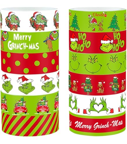 Christmas Washi Tape Set - 5 Rolls Winter Holiday Decorative Tapes For Journaling & Crafts
