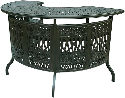 Amazon Com Cast Aluminum Outdoor Half Moon Bar Table Patio Furniture Desert Bronze Kitchen Dining