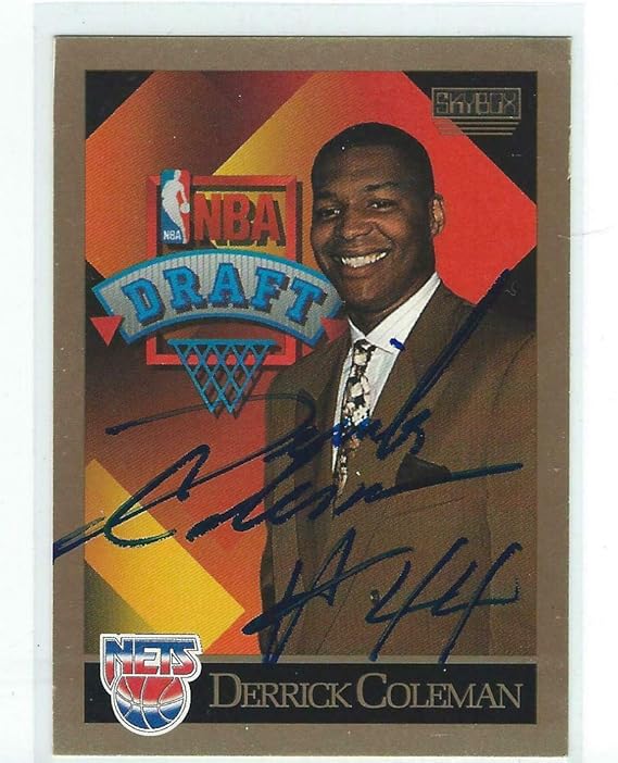 Derrick Coleman Signed 1990 91 SkyBox NBA Draft Card 362 Football 