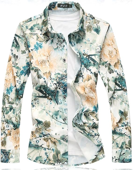 Amazon Angelo 花柄シャツ メンズ 長袖シャツ カジュアルシャツ メンズシャツ 総柄シャツ トップス カジ ュアル 花柄 春物 総柄 細身 おしゃれ 大きいサイズ M 7xl 18春 コート ジャケット 通販