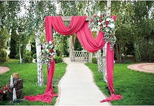 DORCEV 10x6.5ft Wedding Garden Photography Backdrop Romance Garden Path Red Curtain Arch Background Wedding Bridal Shower Wedding Ceremony Marriage Photo Wallpaper Decor