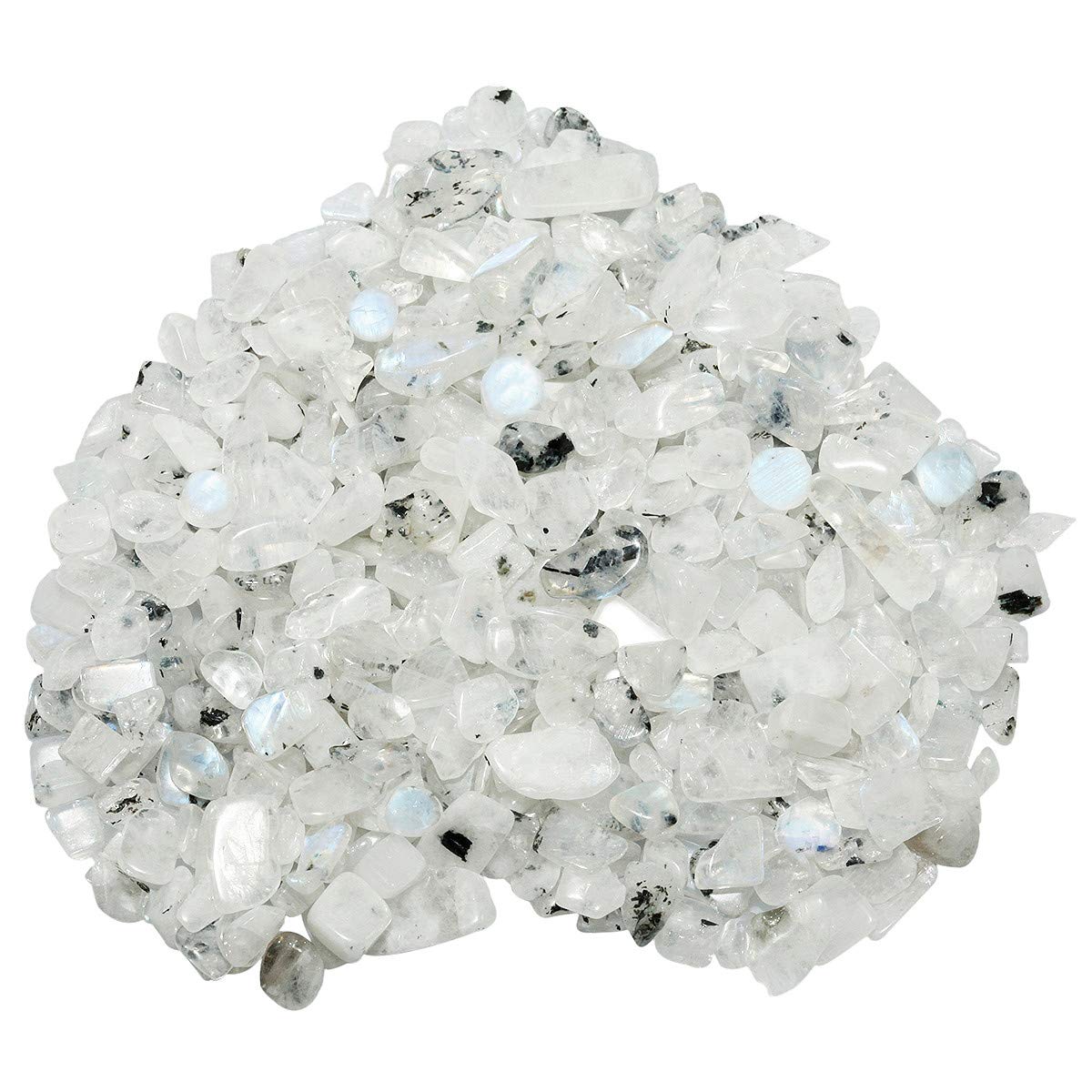 Nupuyai 1 lb Tumbled Moonstone Crystal Chips Stone, Crushed Irregular Shape Healing Reiki Crystal Stone for Home Decoration