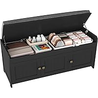 HOMEFORT 41.3" Shoe Bench with Lift Top Storage, Entryway Storage Bench with Cushioned Seat, Wooden End of Bed Bench, Shoe Ca