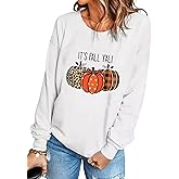 It's Fall Y'all Leopard Plaid Dot Pumpkin Sweatshirt Women's Halloween Long Sleeve Casual Pullover Tops