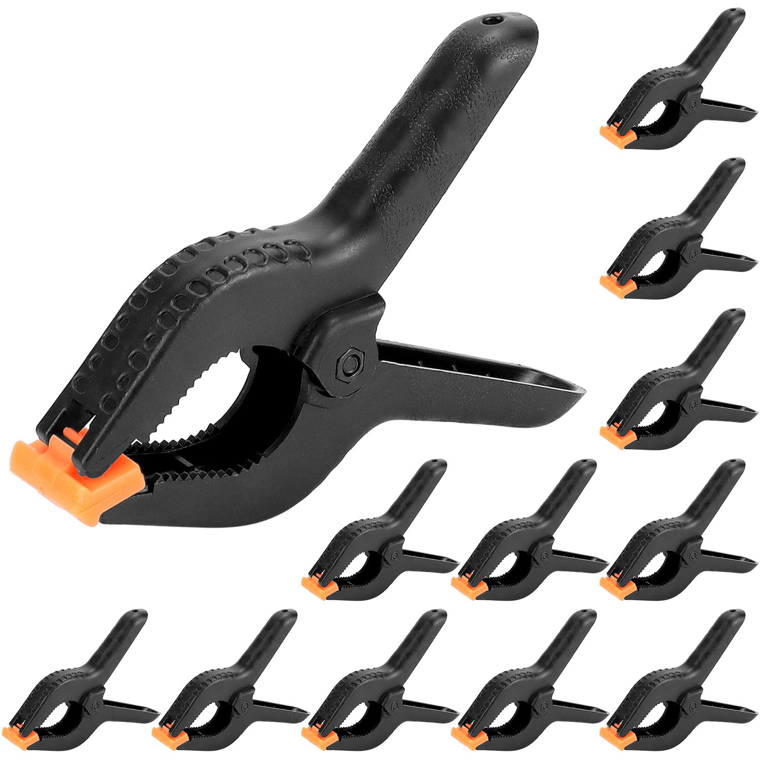 QWORK® 12PCS Heavy Duty Spring Clamps - 4.5 Inch Length, 1.8" Opening - Quick Grip for Woodwork Home Improvement Photography Studios
