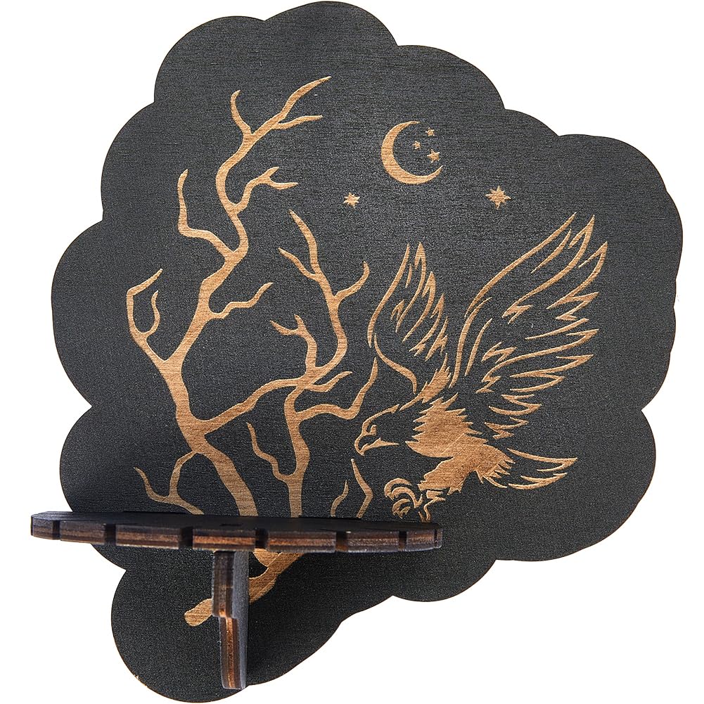 CREATCABIN Crystal Shelf Display Wooden Wall Crystal Shelf Eagle Branch Rustic Floating Shelves Trinket Dowsing Pendulum Holder Stand for Hanging Essential Oil Spiritual Gift Wall Decor 7.48x6.69Inch