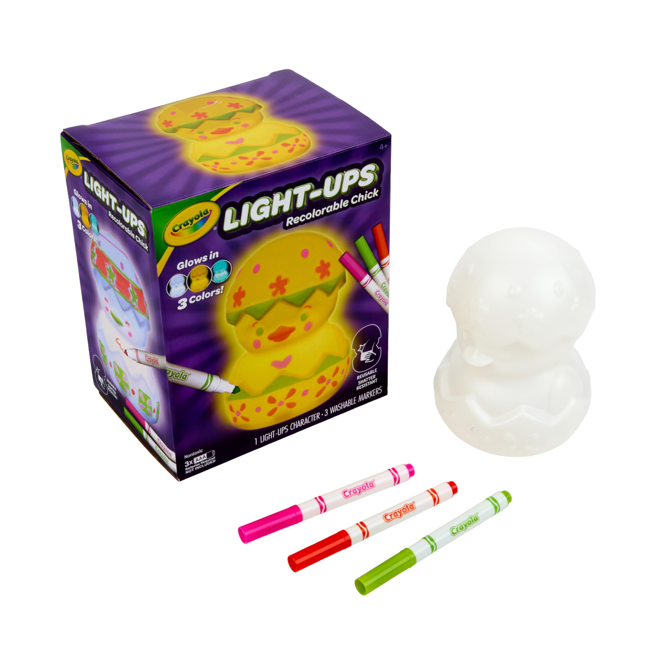 Crayola Light-Ups - Chick, Recolorable Light Up Chicken, Easter Craft Decoration, Easter Egg Toy for Kids, Basket Stuffer for Kids, Ages 4+
