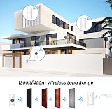 TECKNET Wireless Doorbell Waterproof Cordless Kit 400 M Range 60 Chimes view 2
