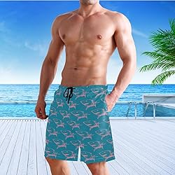 visesunny Pink Shark with Blue Pattern Mens Swim