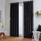 John Aird Crushed Velvet Eyelet Curtains Black 66 Wide 54 Drop Pair view 2