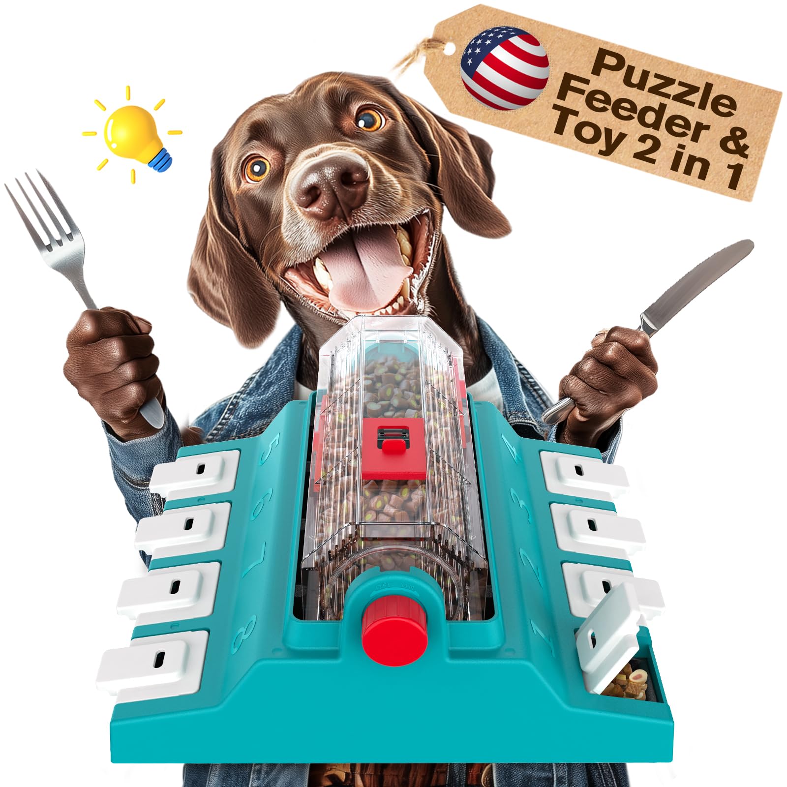 Photo 1 of KADTC Paw-Activated Rolling Puzzle Game Toy Level 2 in 1 Treat Toys Capacity 16.4oz Slow Feeder Adjustable Interactive Food Dispenser for Medium/Large Dogs Brain Mental Stimulation and Healthy Eating