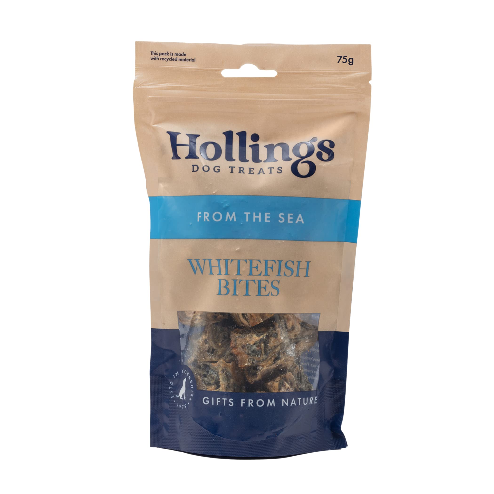 Hollings Whitefish Bites Dog Treats, 100% Natural with Fresh Fish Air Dried Healthy Treats for Dogs, Hypoallergenic and Grain Free (400g)