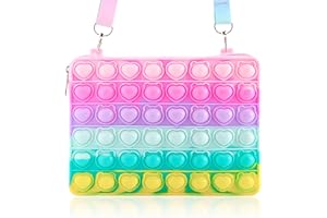 UOYHXQ Girls Toys Valentines Gifts Pop Shoulder Purse, Rainbow Girls Purse Fidget Toy for Girls 4-12, Fidget Purse School Supplies, Push Bubble Fidget Toy Valentines Birthday Return Gift for Girl