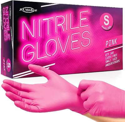 JFA Medical Disposable Pink Nitrile Gloves Small Box of 100 Ambidextrous