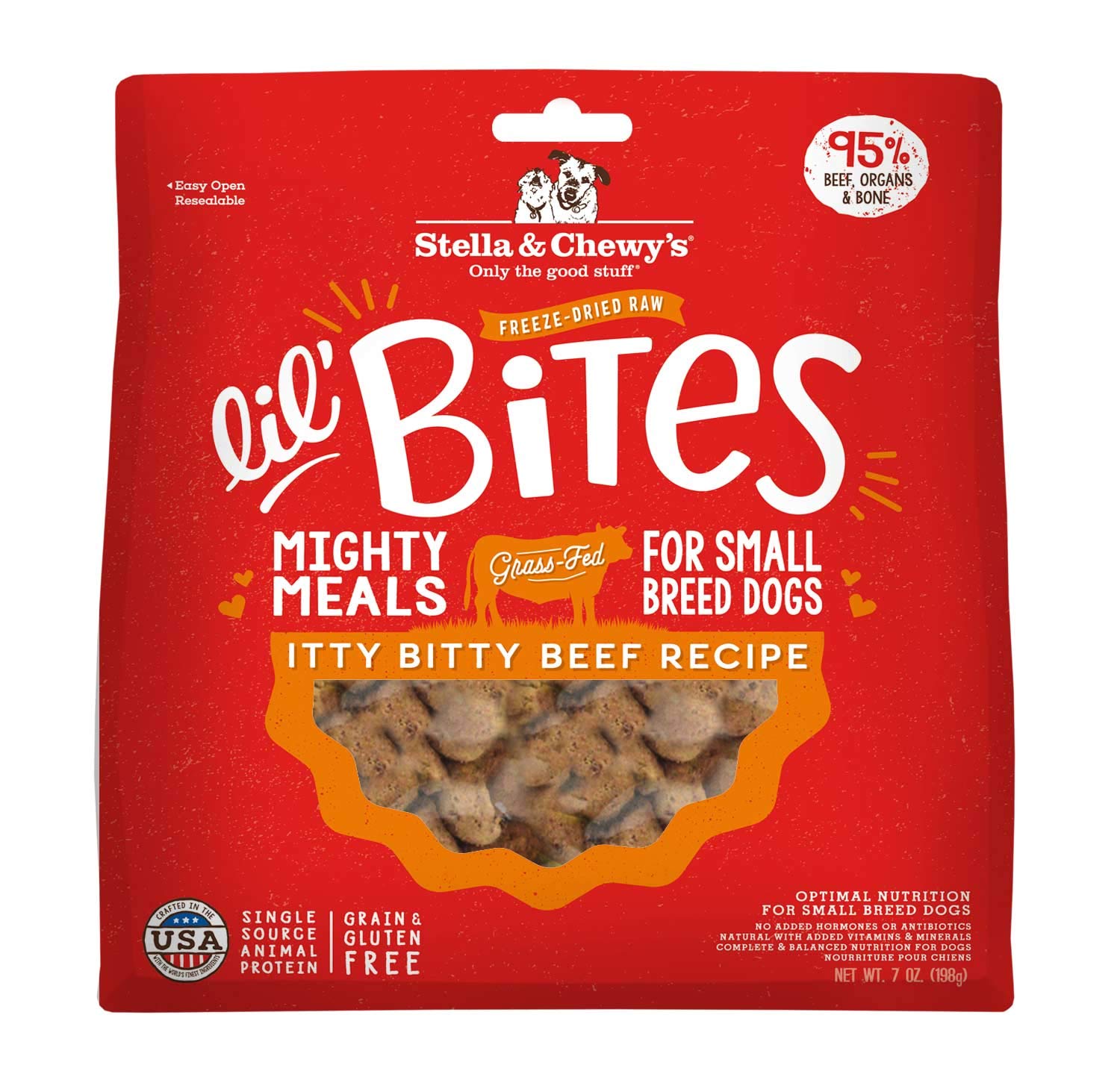 Stella & Chewy’s Freeze-Dried Raw Lil’ Bites Itty Bitty Beef Recipe Small Breed Dog Food, 7 oz. Bag (Pack of 6)