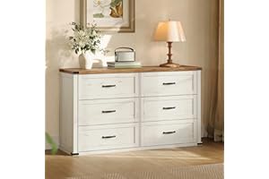 VASAGLE LIRY Collection - 6-Drawer Dresser for Bedroom, 54-Inch Wide Modern Farmhouse Chest of Drawers with Metal Handles, TV