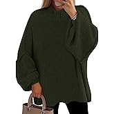 PRETTYGARDEN Women's 2026 Fall Oversized Sweaters Chunky Knit Mock Neck Long Sleeve Casual Trendy Pullover Winter Clothes