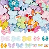 SUNNYCLUE 80Pcs 4 Styles Bow Cabochon Resin Bowknot Charms Bulk Random Mixed Color Flatback Bows Tie Shaped Scrapbooking Embellishment Cabochons for Phone Case Hairpin DIY Crafting Jewelry Making
