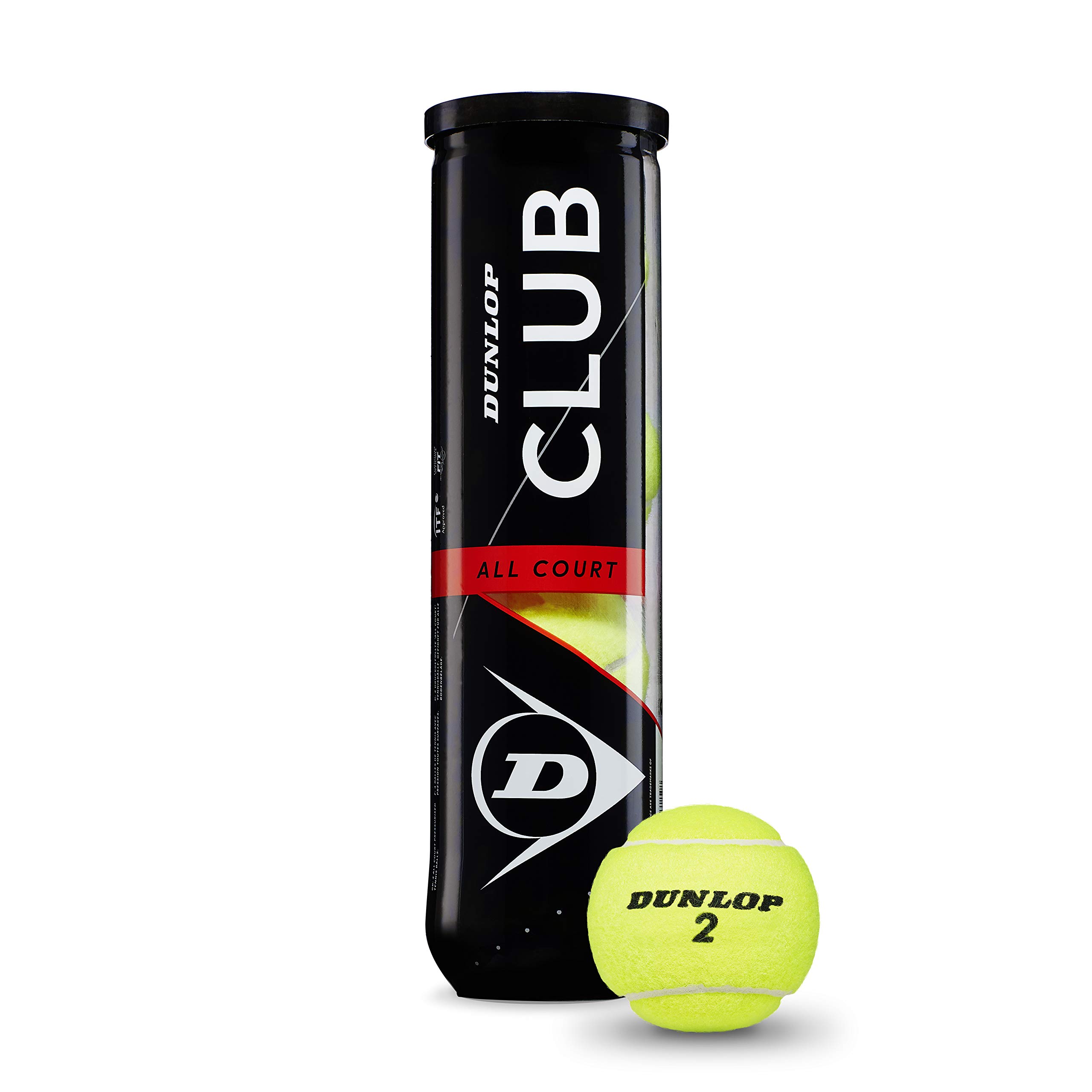 DUNLOP Tennis Ball Club All Court - for Clay, Hard Court and Grass (1x4 Tin), Yellow