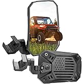 KEMIMOTO UTV Side Mirrors 2025 NEW Billet Aluminum 8.4" x 5.7" Wide View for Pro-fit Compatible with Polaris Ranger/General Can Am Defender/Commander/Maverick Trail CFMOTO Uforce Fit in Windshield