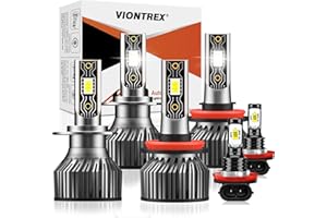 VIONTREX Compatible for 2006 2007 2008 2009 2010 2011 2012 2013 2014 2015 2016 2017 2018 Ford Fusion Light Bulbs,H7 High Beam H8/H11 Low Beam H11 Fog Lights 6000K White Light Combo Kit,Plug-N-Play,6-Pack