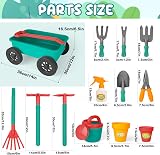 deAO Children's Gardening Sets Toddler Tools 3 12 Kids Wheelbarrow Wagon Green view 3