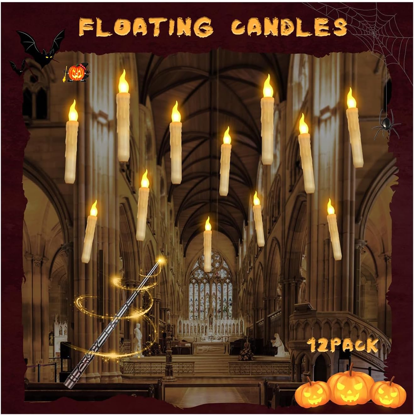 Candles & Holders - Teliaskin Halloween Decorations Indoor & Outdoor, Floating Candles with Wand Remote - Witch Decor Flameless Hanging LED Candles for Room Home Bedroom Christmas Birthday Party