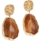 Trendy 14k Gold Plated Geometric Irregular Crystal Dangle Earrings Lightweight Stylish Statement Earrings for Women for Party Birthday Holiday Festival