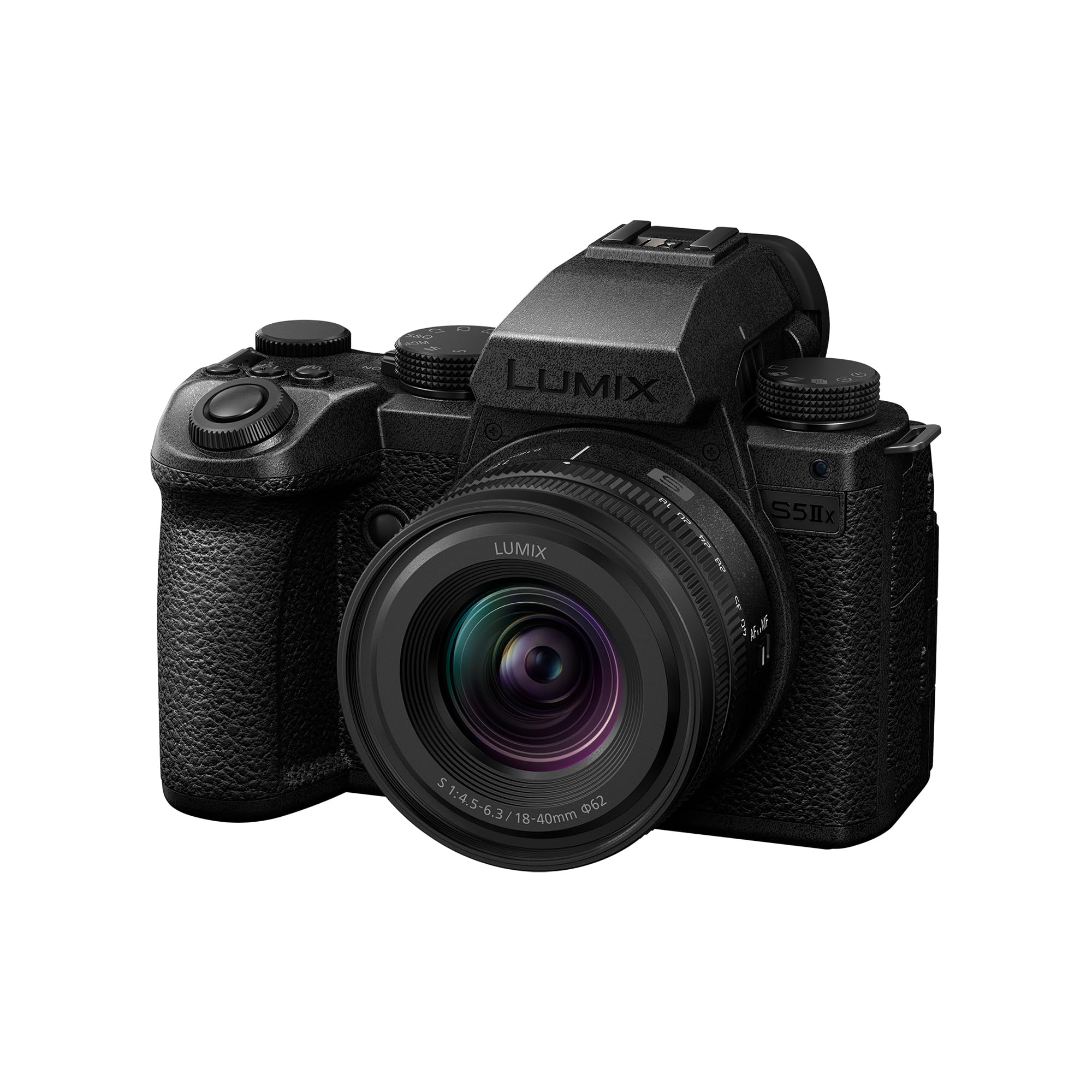 Panasonic DC-S5M2XNE LUMIX DC-S5M2X Full Frame Mirrorless Camera, 4K 60P & 6K 30P Unlimited Recording, Flip Screen, Wi-Fi, Phase Hybrid AF, Active IS, Dual Native ISO & S-R1840E 18-40mm S lens, Black