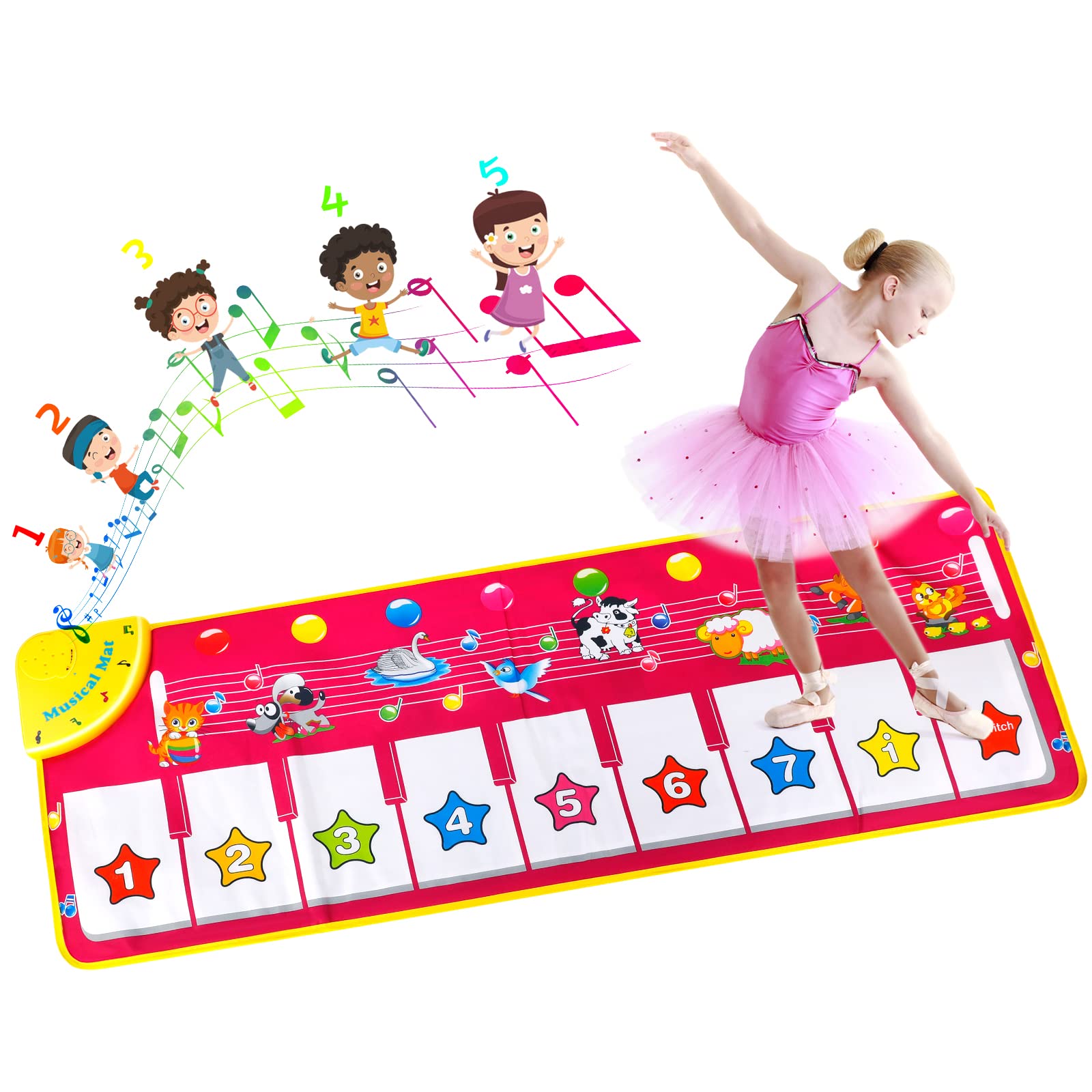EXTSUD Piano Music Dance Mat, Toddler Toys Baby Musical Game Carpet Mat Musical Instrument Toy Touch Play Keyboard Gym Play Mat for Toddlers, Best Educational Music Toys