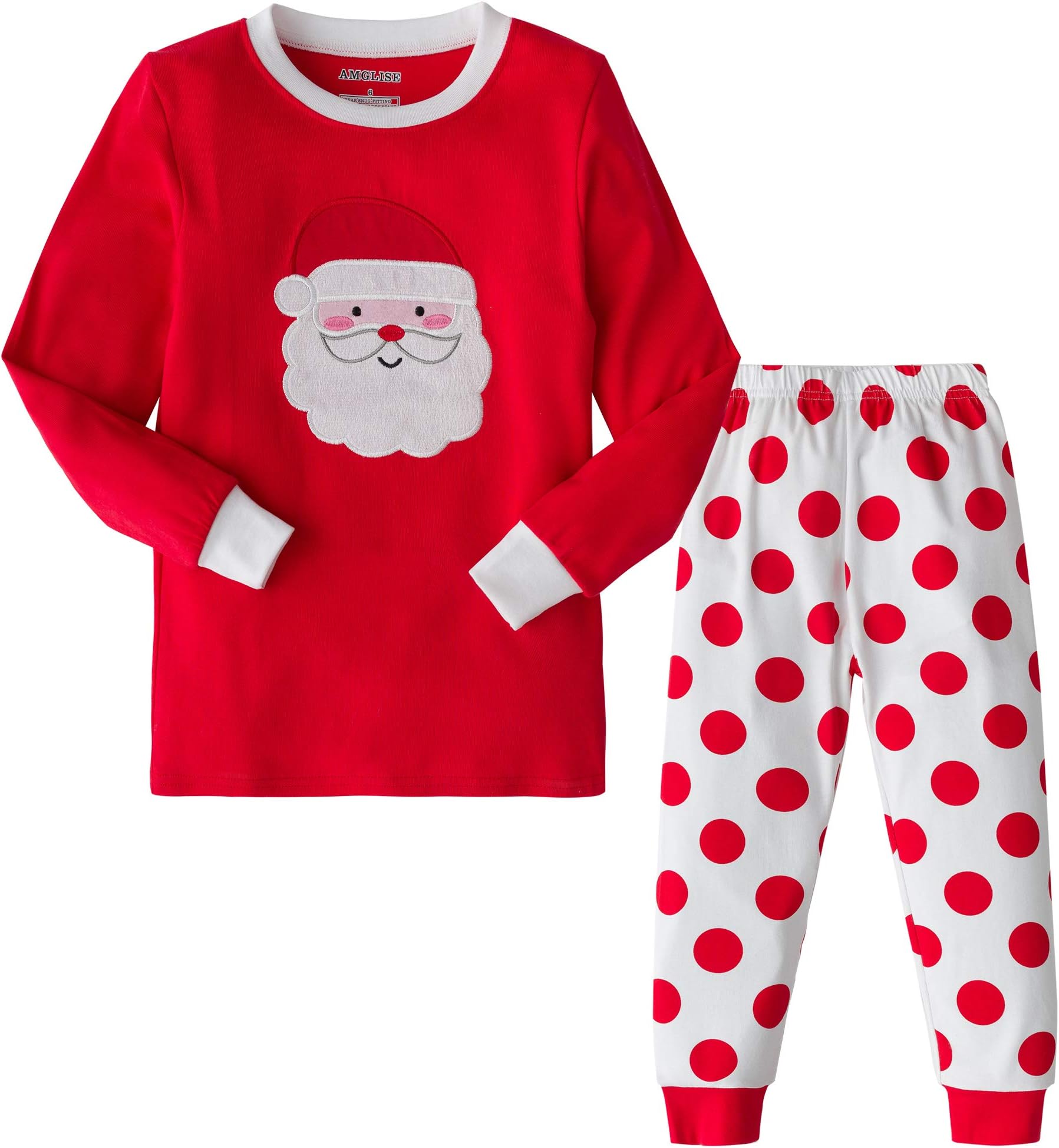 AMGLISE Christmas Pajamas Set Santa Claus Cotton Pajamas for Boys Girls Kids Pjs Toddler Sleepwear