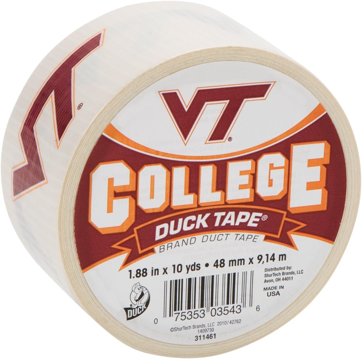 Duck Brand 240280 Virginia Tech University College Logo Duct Tape, 1.88-Inch by 10 Yards, Single Roll