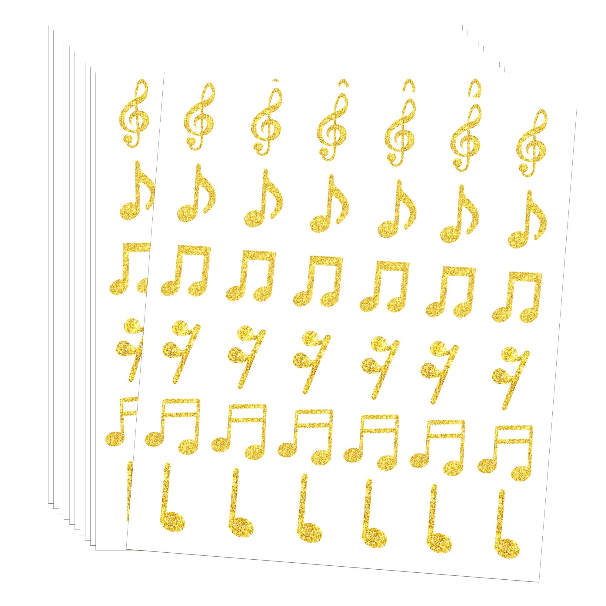 540pcs Music Note Stickers Gold Foil Envelope Seal Sticker 6 Design Musical Sing Song Concert Decals