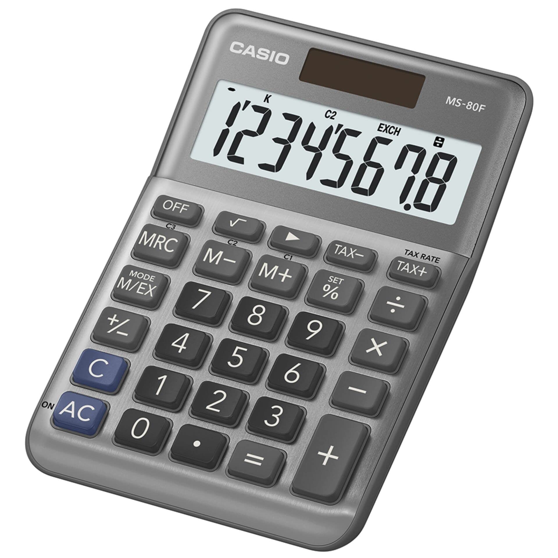 CASIO MS-80F Desk Calculator 8-Digit, Metal Front, Tax, Currency