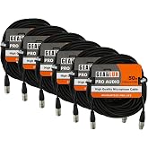 Gearlux XLR Microphone Cable, Fully Balanced, Male to Female, 50 Feet - 6 Pack