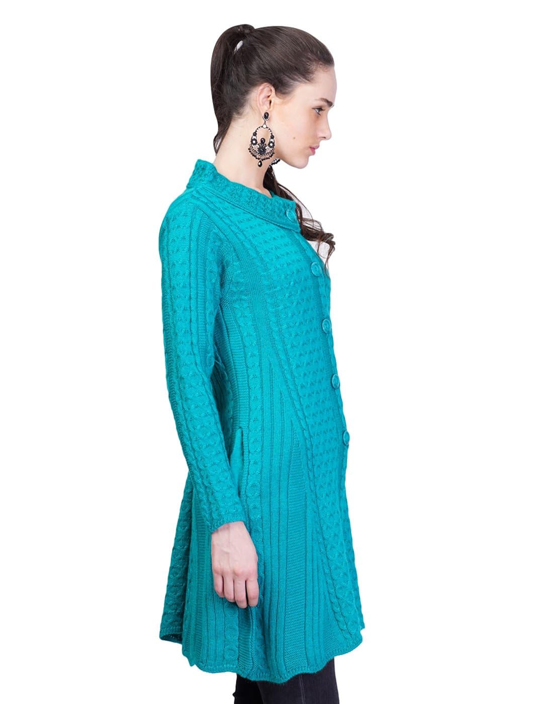 montrex turquoise long coat for women