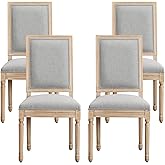 Furniliving French Country Dining Chairs Set of 4, Upholstered Dining Room Chairs with Back Farmhouse Kitchen Chairs for Livi