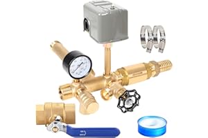 BRVCLON 1"x 11"Well Pressure Tank Tee Kit with 40/60psi Pressure Switch,Brass Pressure Tank Installation Kit for Water Well, Fit Most pressure tanks with diameters up to 16 Inch