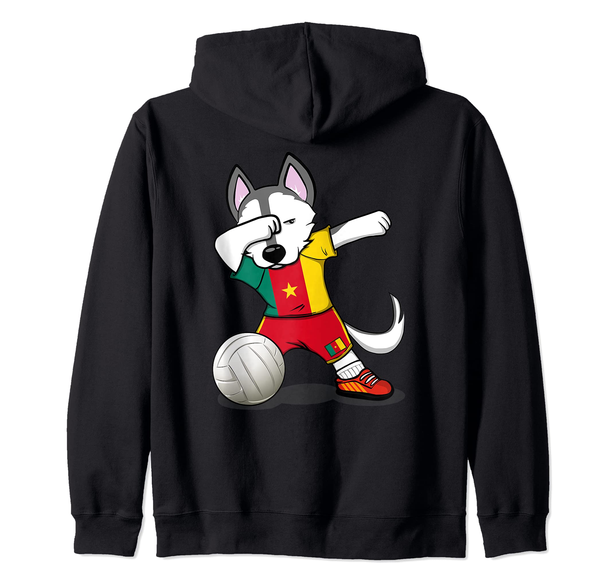 Funny Dabbing Husky Dog Cameroon Volleyball Fans Jersey Flag Zip Hoodie — image 1