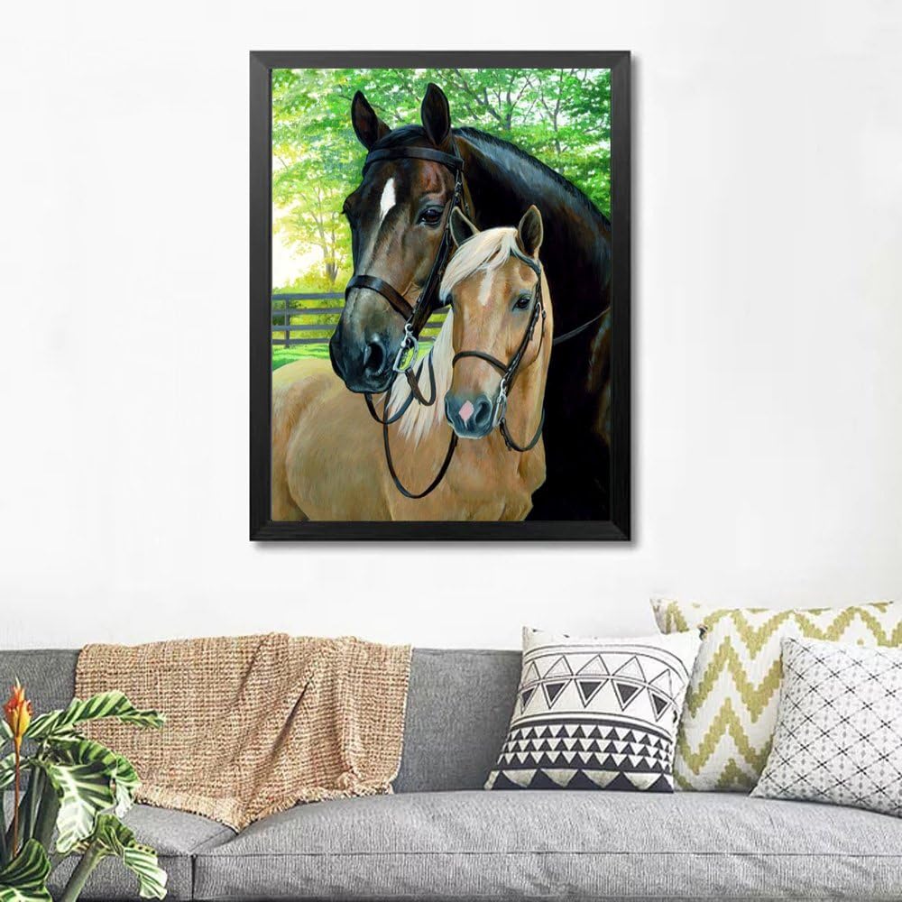 MXJSUA 5D Diamond Painting - Full Drill Kits - Adults - Horse - Black & White - 30x40cm, 12x16In - Image 3